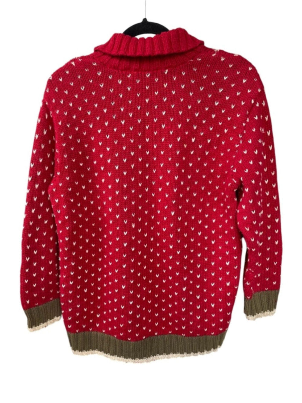 Liz Claiborne Vintage Red Christmas Scenic Hand Knit Sweater Winter Cabin M - Picture 3 of 6